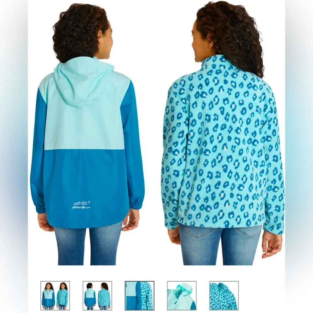 Eddie Bauer Youth Jacket Hoodie Light Blue Girls 2pc Jacket Size 5/6 NWT - Picture 2 of 11
